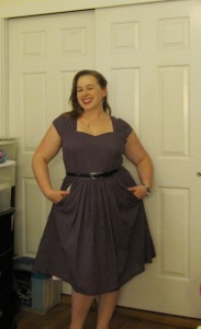 My fluffy purple Sewaholic Cambie dress.
