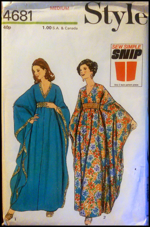 The perfect vintage 1970s caftan pattern. I think the company is British. Anyway, they called this a 